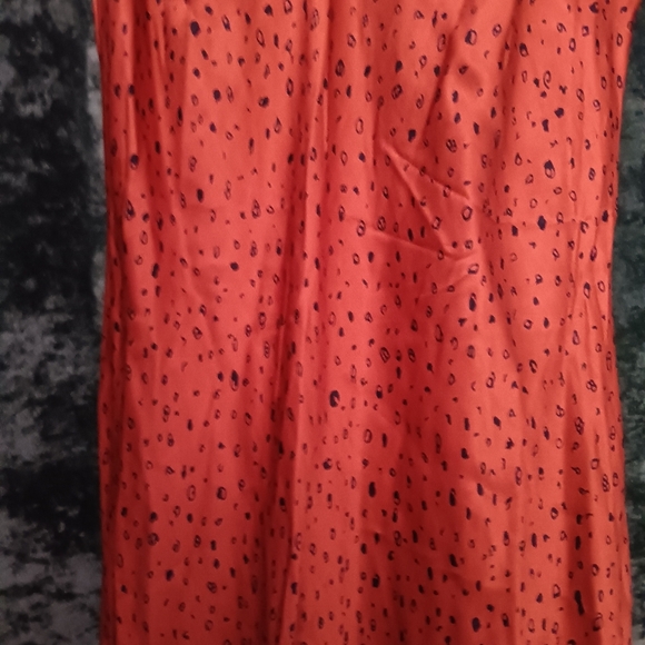 Whistles Rust Polka Dot Satin Bias Cut Slip Midi Dress Spaghetti Strap US 6 - Picture 6 of 12